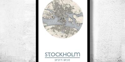 خريطة ستوكهولم خريطة ملصق