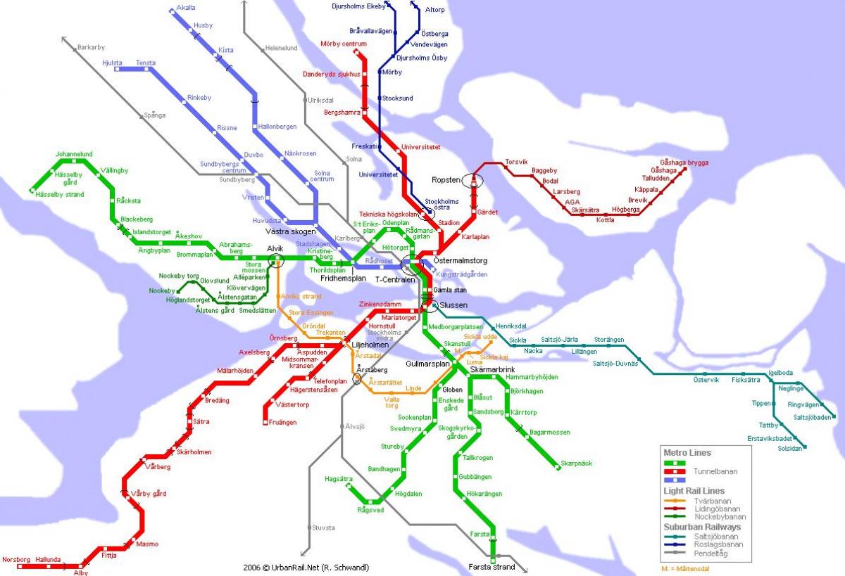 خريطة مترو الانفاق في ستوكهولم السويد