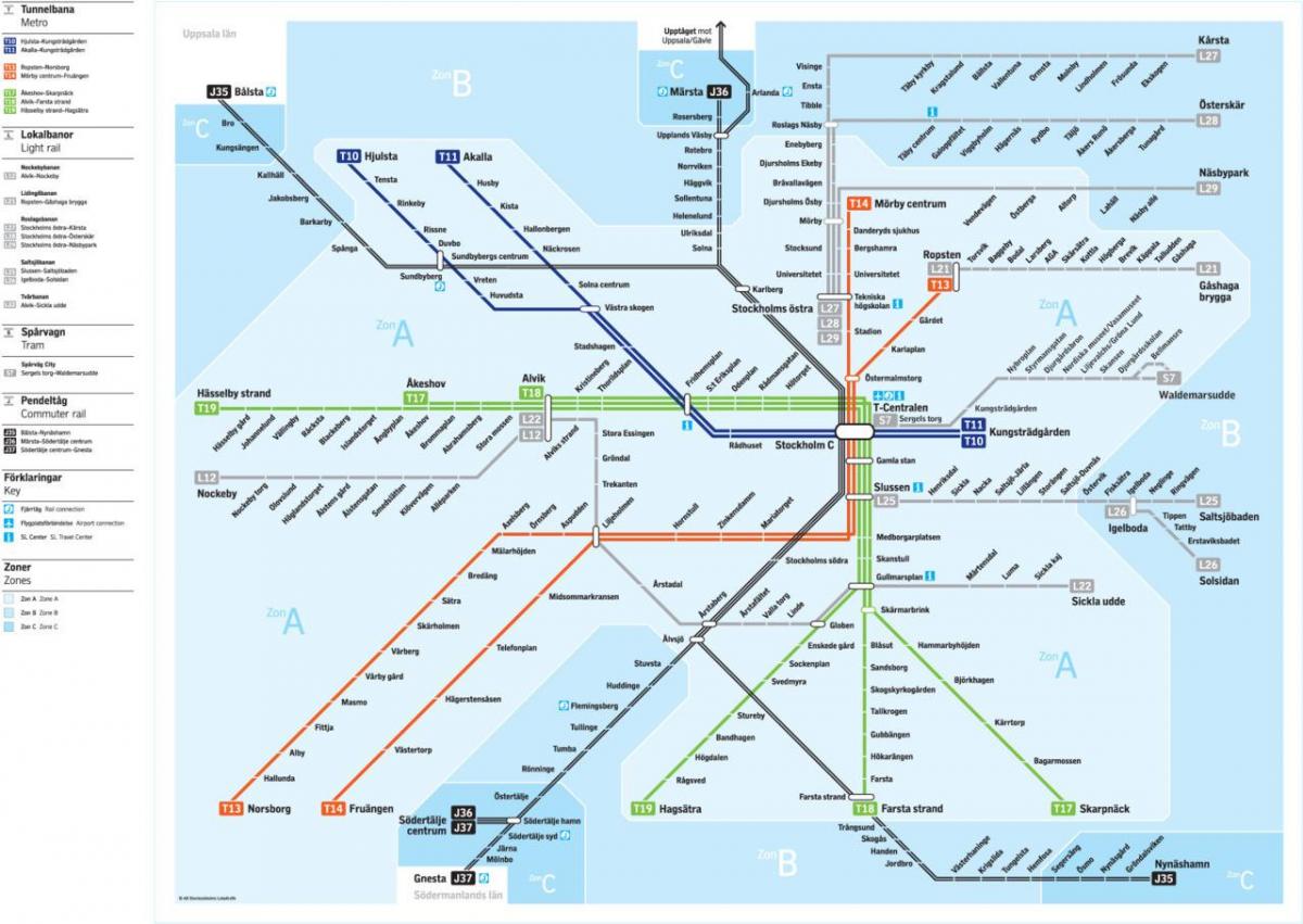 sl tunnelbana خريطة