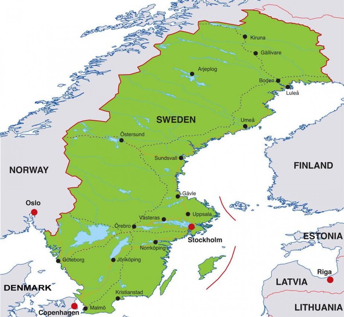 عاصمة السويد خريطة